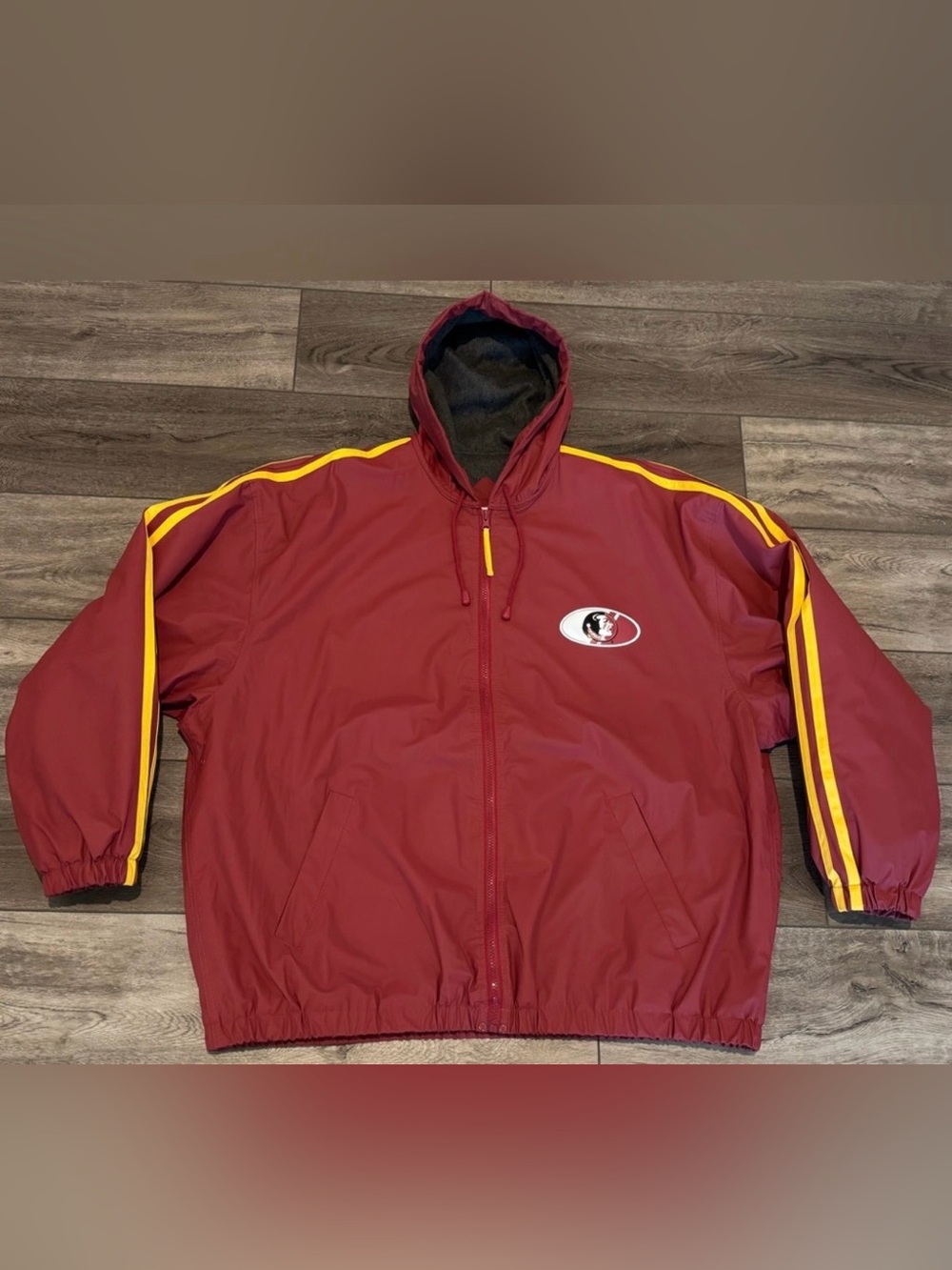 FSU Florida State Seminoles Rain Jacket Flannel Lined Zipper Hooded 2XL ESSEX